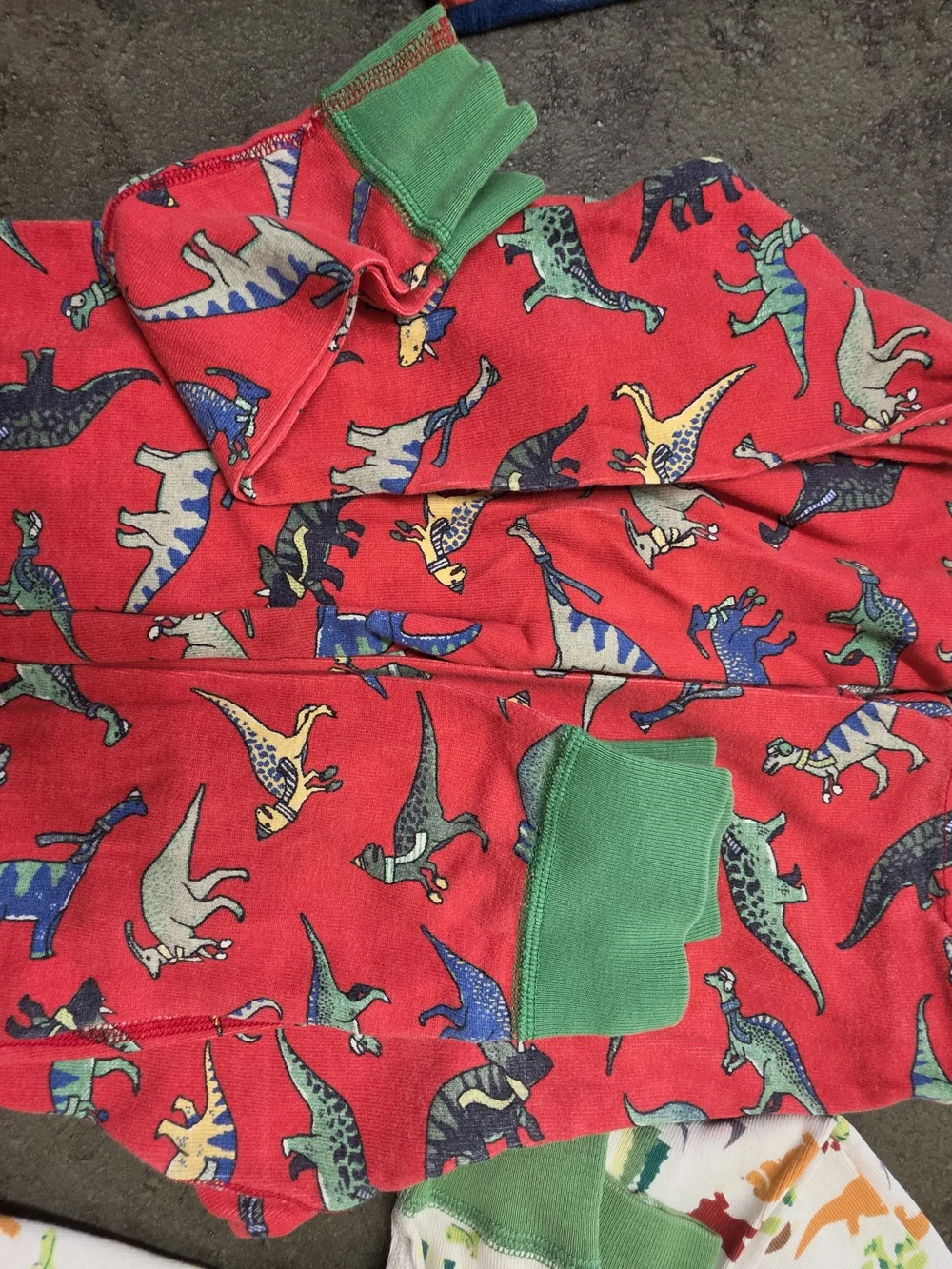 Disney Two-Piece Dinosaur Pajama Sets in Red and White with Green Trim